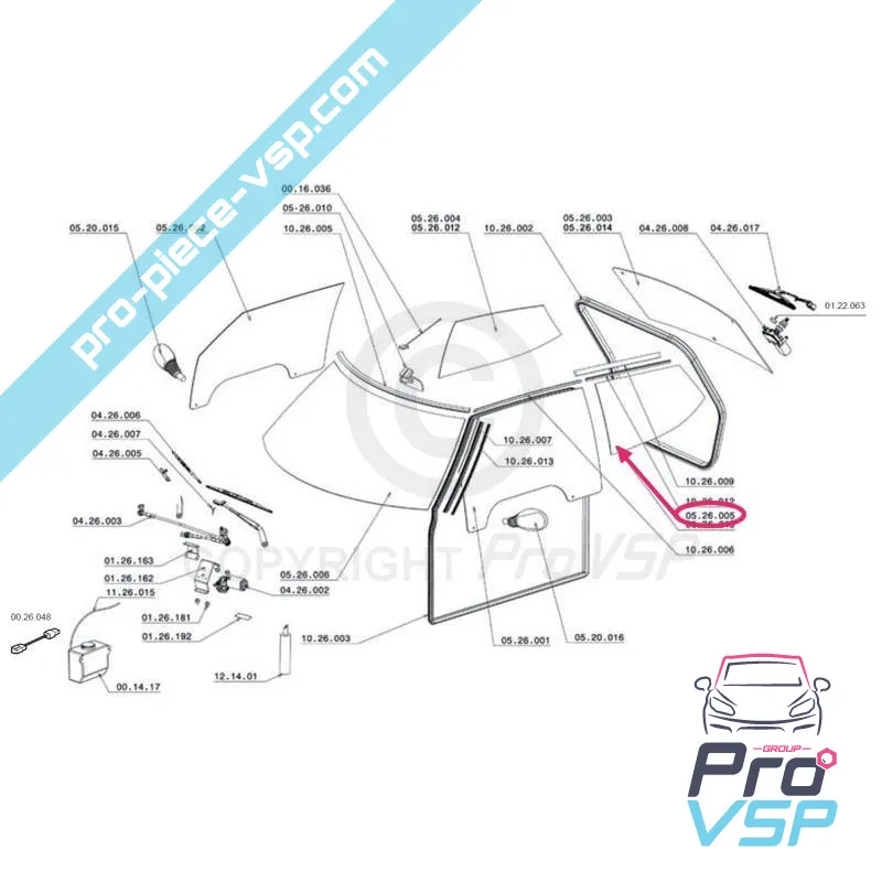 Custodice posteriore in vetro Verde rimasta per Chatenet CH26 , CH28 , CH30