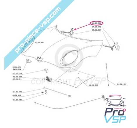 Dobradiça de capuz direito para Chatenet CH26 , CH28 , CH30 , CH32 , Pick-up , Sporteevo