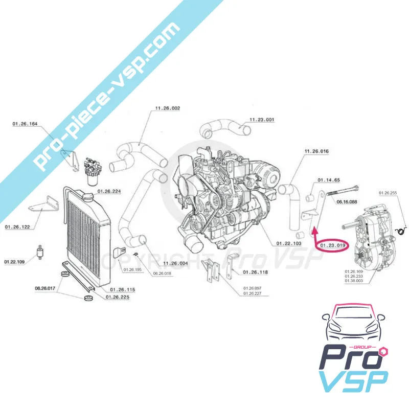 Engine link support / cutie pentru Chatenet CH26 , CH32 , Pick-up , Sporteevo motorizate Yanmar