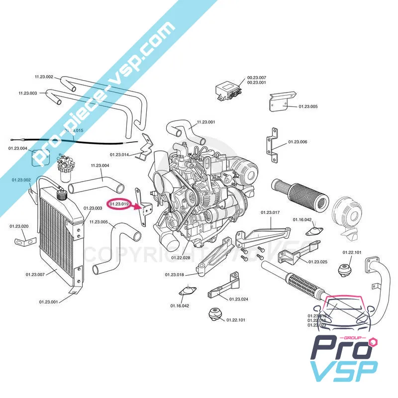Support liaison moteur / boite pour Chatenet CH26 , CH32 , Pick-up , Sporteevo avec moteur Yanmar