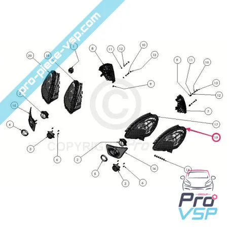 Regolazione elettrica del fondo del faro sinistro del faro per Ligier ixo