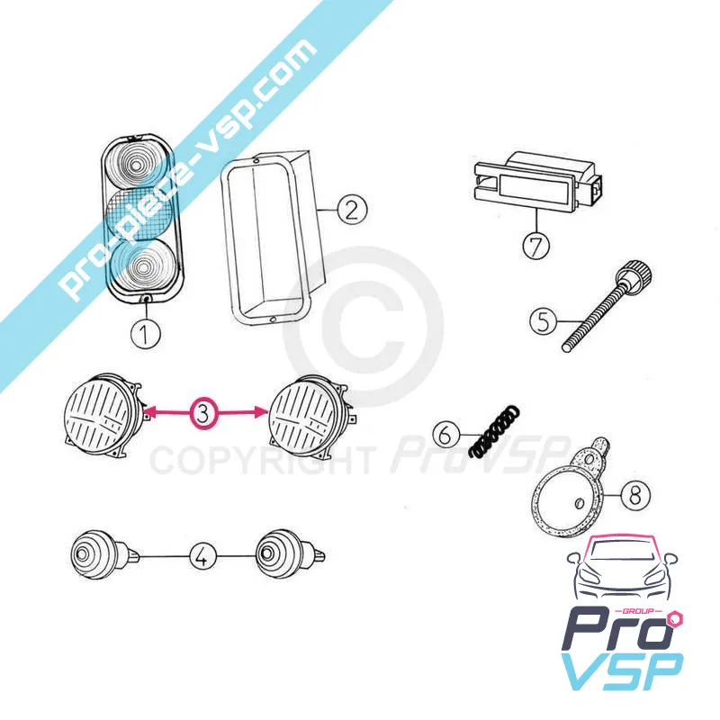Höger strålkastare eller vänster för Aixam Mega Fas 1