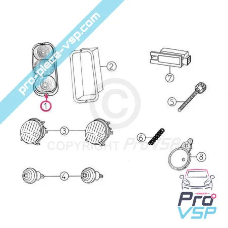 Right or left rear light for Aixam Mega Phase 1 and 2