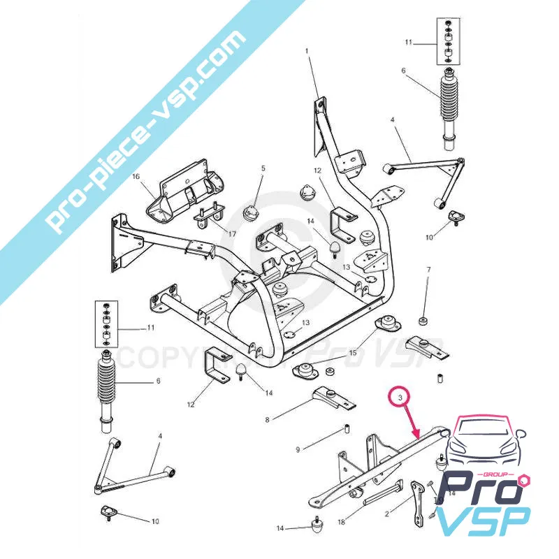 Kit support moteur avant renforcé pour microcar Mgo 1,2 , M8 , F8C moteur lombardini focs progress