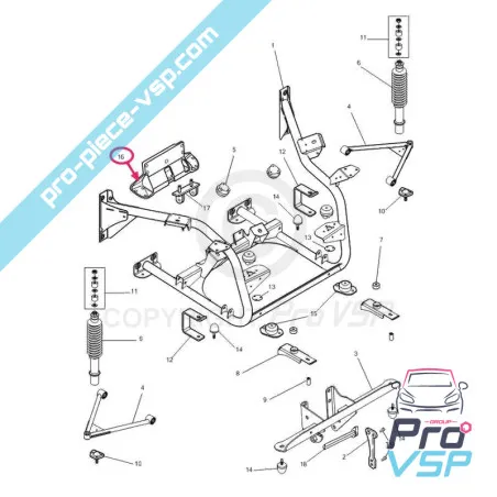 Suporte do motor traseiro para microcar mgo 1 2 m8 f8c JSRC Ligier (motor Lombardini focs progress )