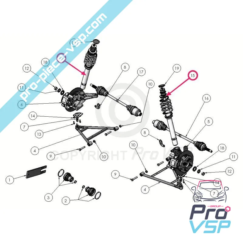 Amortecedor frontal para ligier ixo