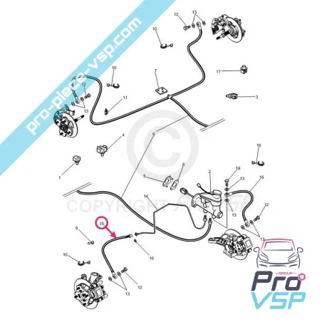 Front brake hose right for Microcar