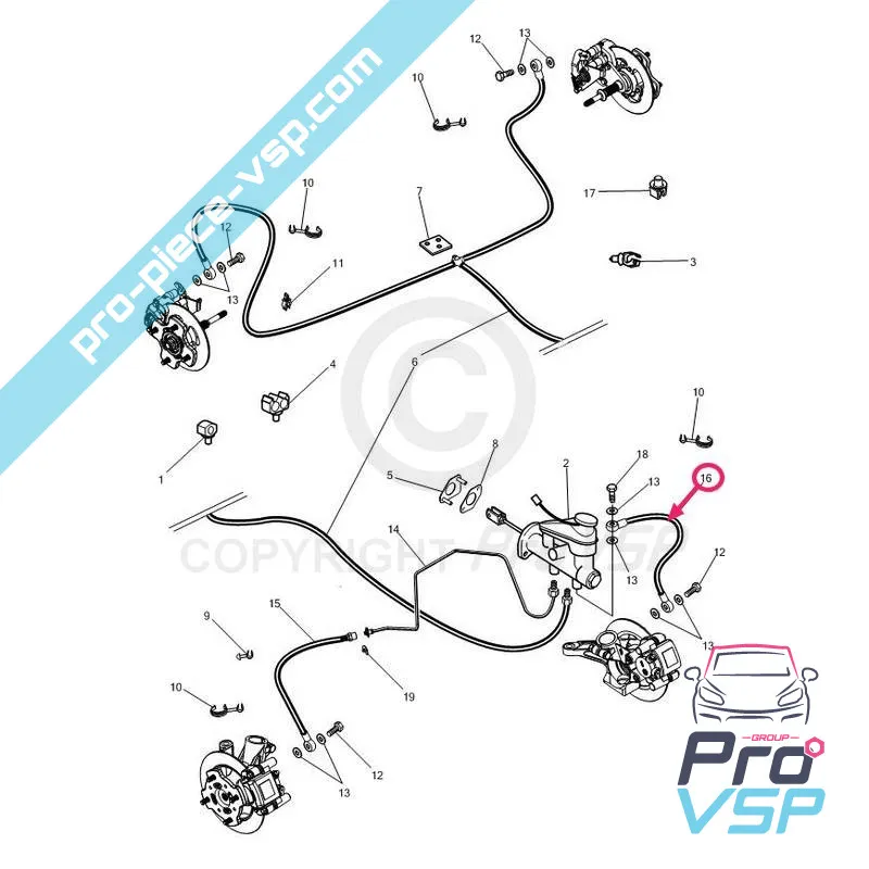 Tubo freno anteriore a sinistra per microcar mgo m8 f8c JSRC Ligier
