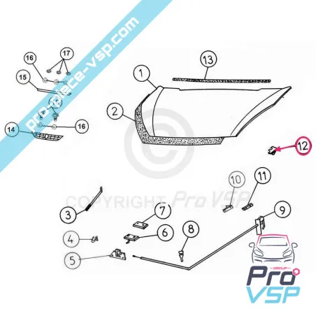 Linke Haubenscharnier für Aixam Impulsion