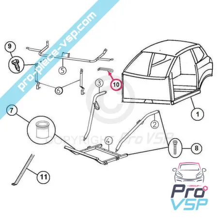 Fixation d'aile avant droite pour Aixam Impulsion