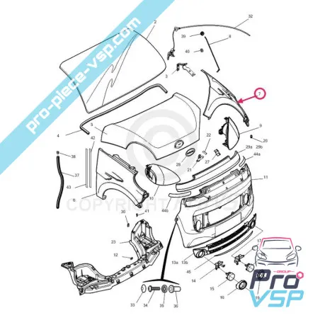 Edessä vasenkätinen siipi sopeutuva ABS-muovi Microcar F8C Ligier JS RC
