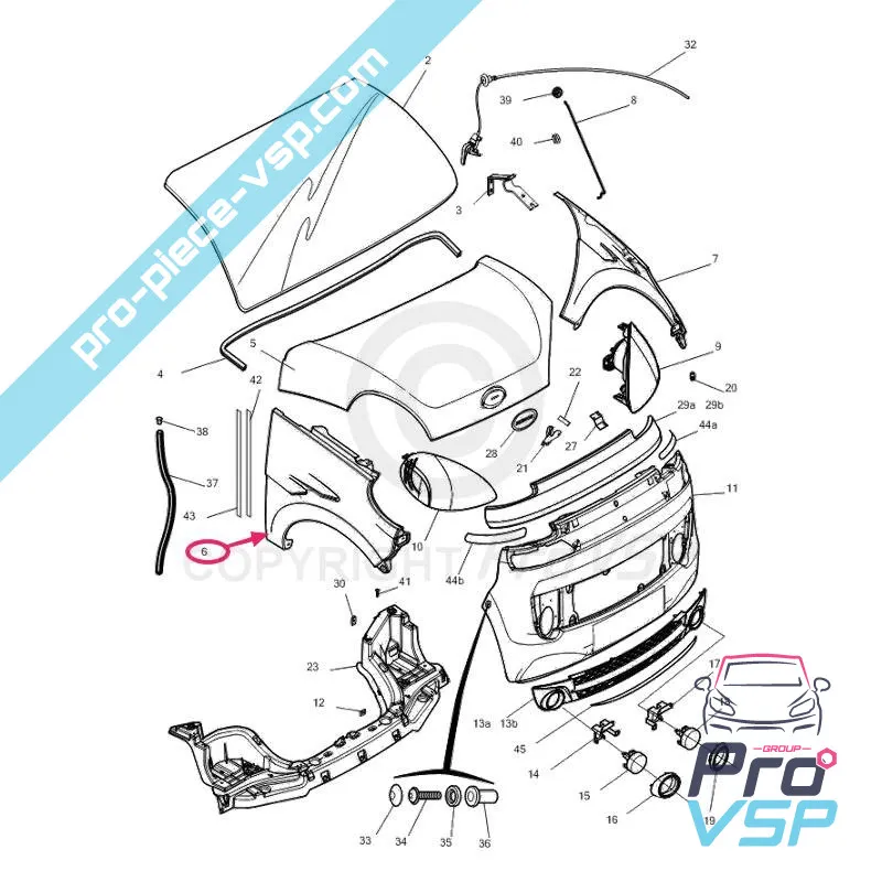 Plástico adaptable delantero delantero ABS para microcar f8c Ligier JSRC