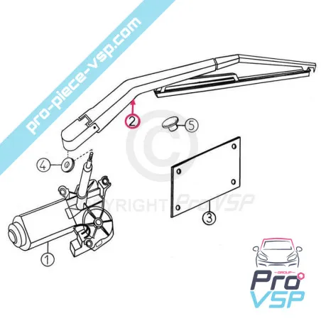 Rear wiper arm for Aixam 400 500 A741 City Roadline