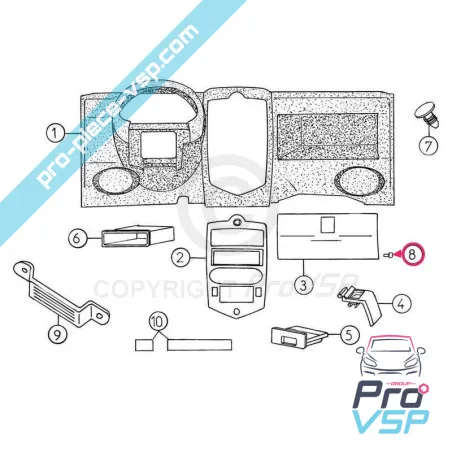 Glove box hinge for Aixam