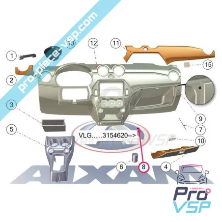 Glove box door fixing for Aixam