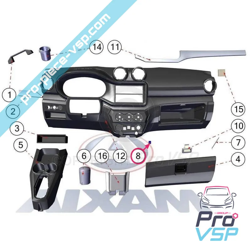 Glove box door fixing for Aixam