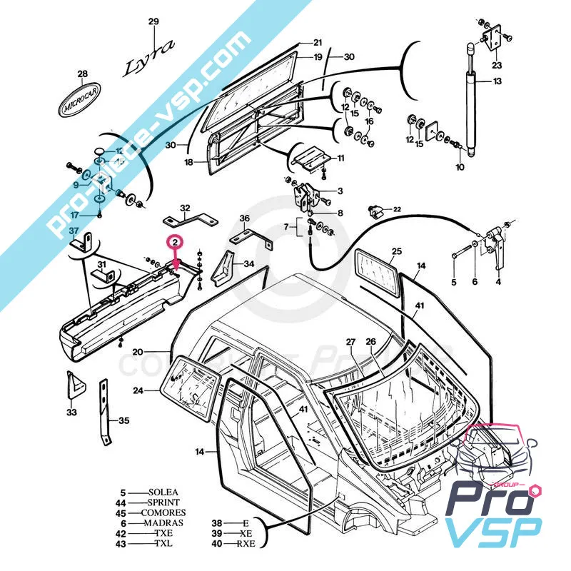 Paraurti posteriore in plastica ABS adattabile per Miicrocar Lyra Fase 2