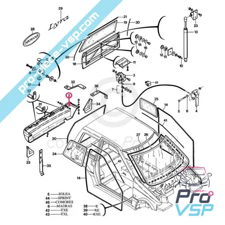 Pare choc arrière adaptable en plastique ABS pour Miicrocar Lyra phase 2