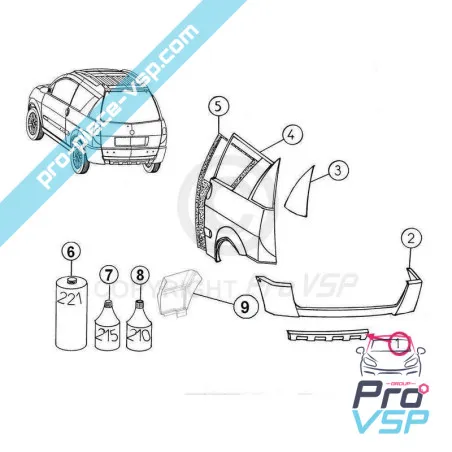 Parement de pare choc arrière adaptable en ABS pour Aixam crossline phase 1 et 2
