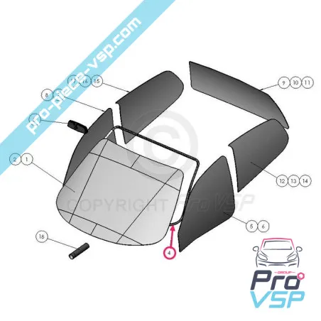 Joint de pare brise pour Ligier