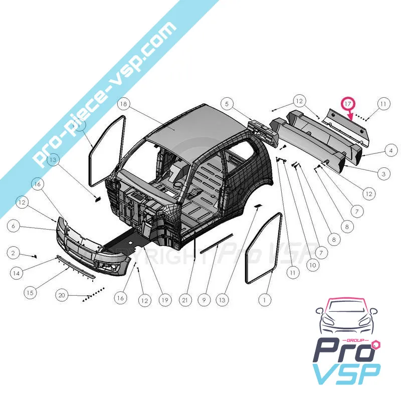 Parement de pare choc arrière adaptable pour Ligier Xtoo R S RS