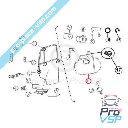 Poignée de porte extérieure pour Mega phase 1