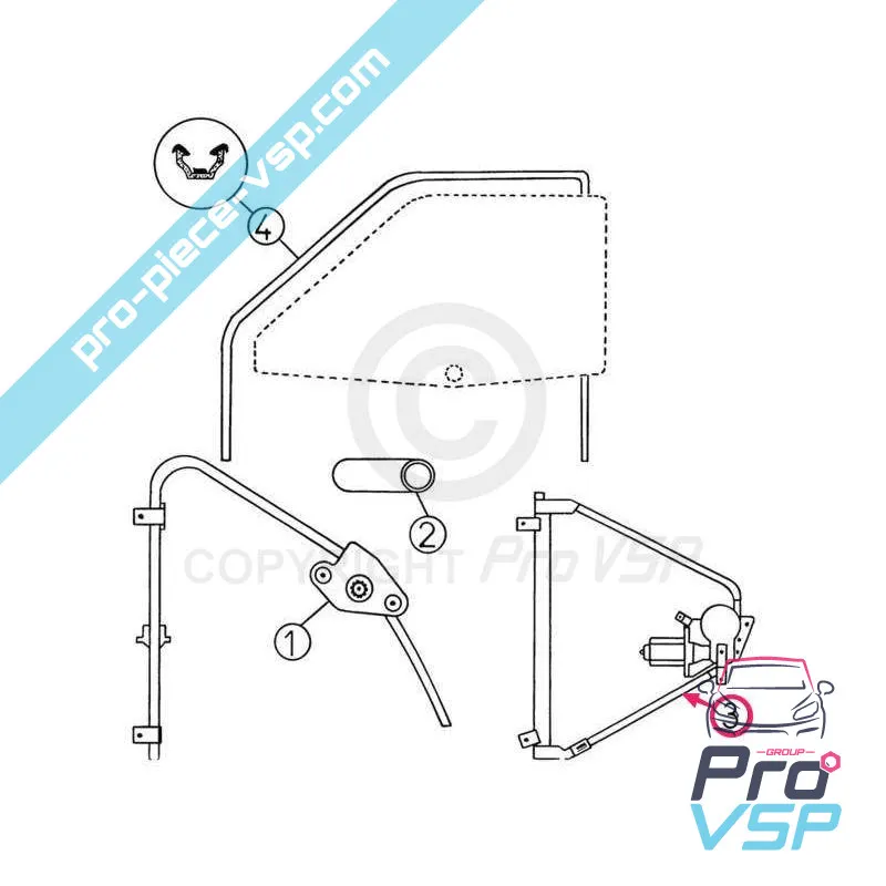 Levante de vidro elétrico direito para aixam De 2004 a 2010