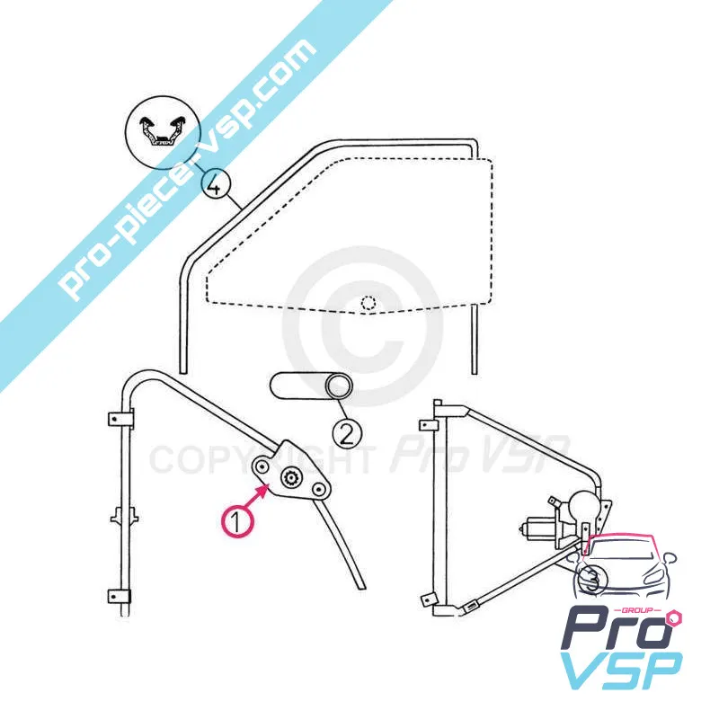 Window lift manual left adaptable for Aixam