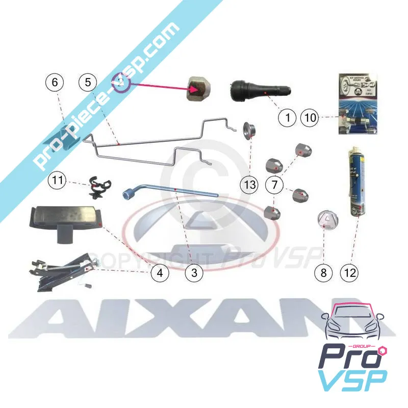 Ecrou de roue pour Aixam ( jante tôle )