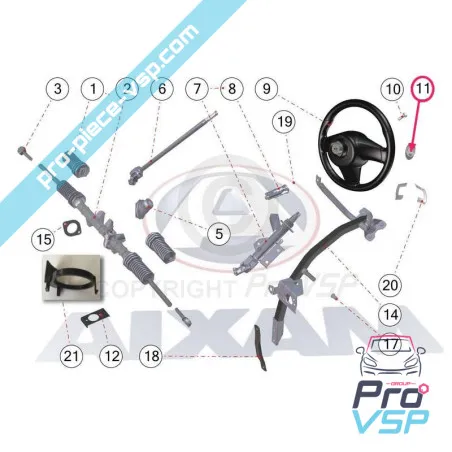 Black steering wheel center for Aixam Impulsion and Vision