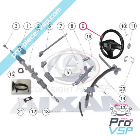 Steering wheel aixam a721 a741 a751 city crossline roadline scouty