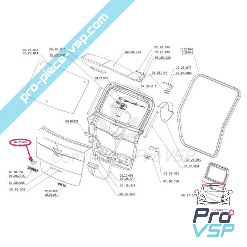 Logo Chatenet de capot ou hayon de couleur noir pour Chatenet