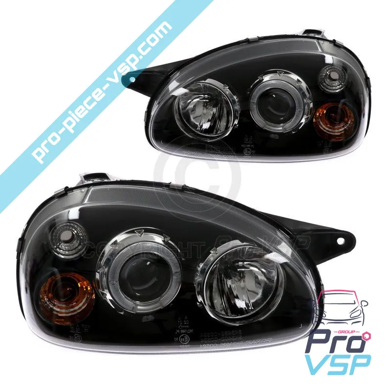 Phares avant Tuning angeleyes noir Microcar Virgo 1 , 2 , Chatenet Media , Barooder , Speedino , Casalini Sulkydea , Sulky pick-