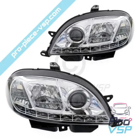 Phares avant Tuning Dayline Devil eyes chromé Microcar Virgo 3 , Ligier Xtoo 1 , 2 , max , Jdm Albizia , Abaca , Bellier Divane