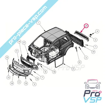 Grille de pare choc arrière adaptable en fibre pour ligier ixo v2