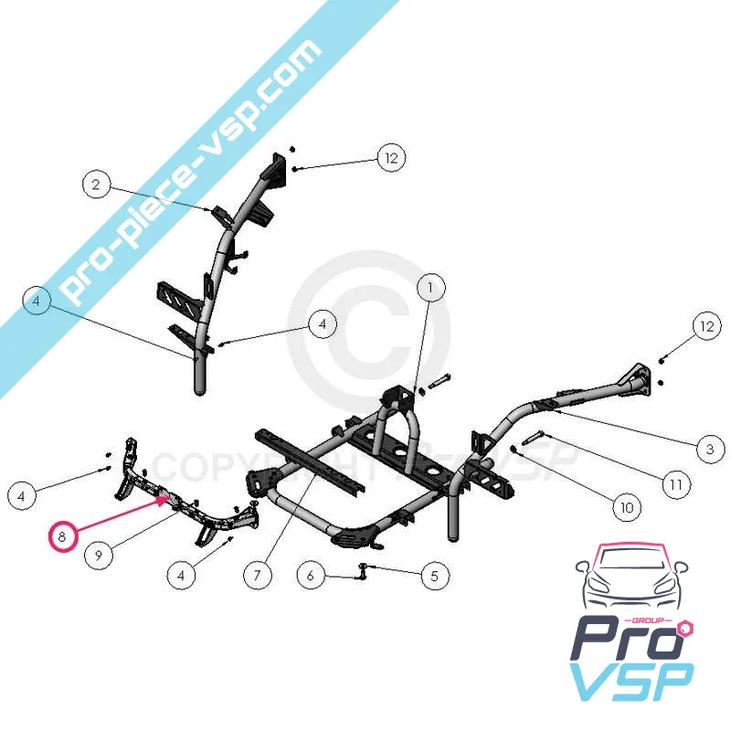 Traverse supérieure avant pour ligier xtoo r s rs optimax