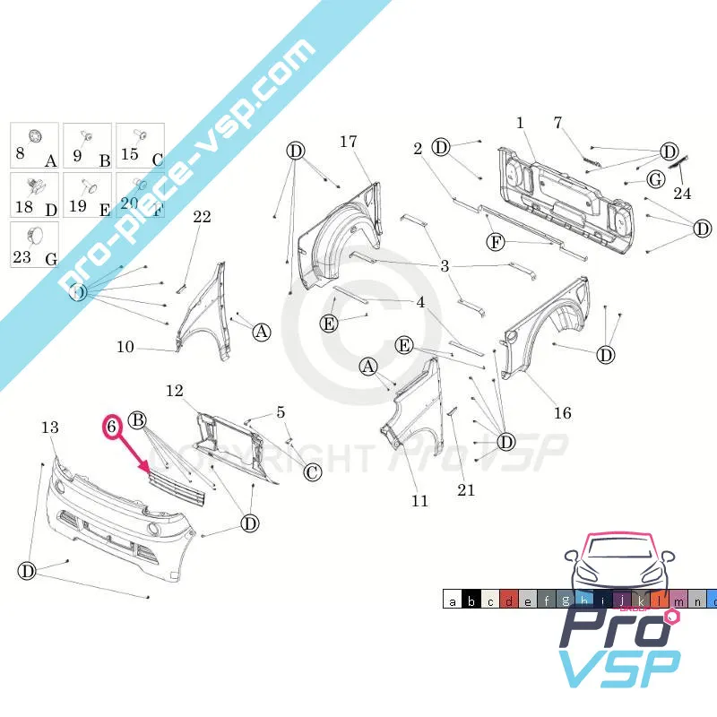 Bumper Central Grid for Ligier xtoo r S RS optimax microcar m8