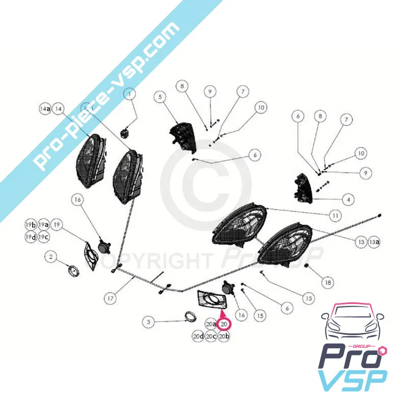 White left anti-bubble surround for Ligier Ixo V2