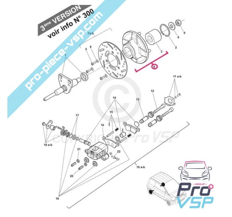 Moyeu de roue arrière pour microcar mc1 mc2 ( 3ème montage )