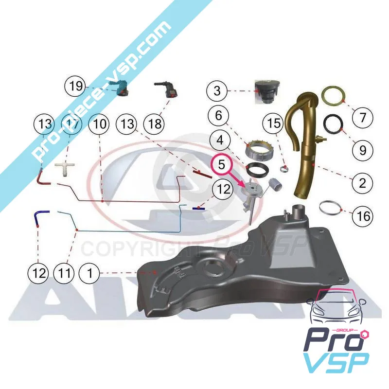 Fuel gauge for Aixam Impulsion Vision and Sensation 1st assembly