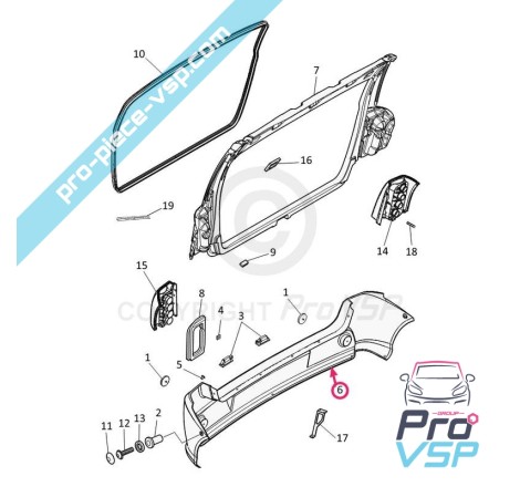 Rear bumper adaptable ABS plastic for due first