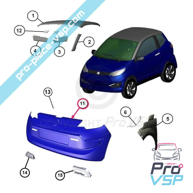 Front-Stoßstange anpassbar in ABS für Minauto III und cross minauto III