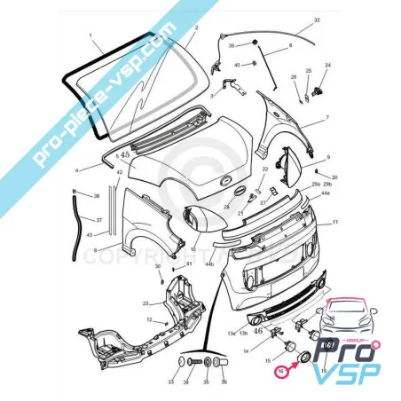 Entourage chromé d'antibrouillard droit pour Microcar Dué