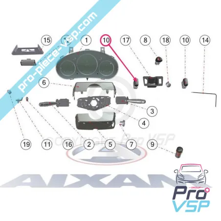 Interruptor de elevação da janela Aixam Impulsion e Vision 1ª Assembléia