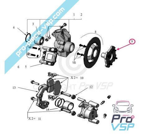 Moyeu de roue avant pour Ligier Microcar Dué