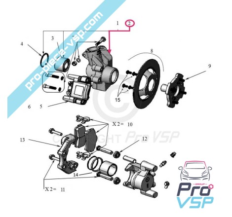 Porte moyeu avant droit pour Ligier Microcar Dué