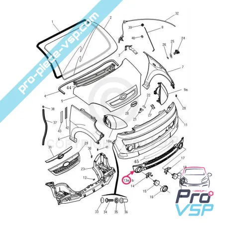 Front bumper grid for Microcar Dué