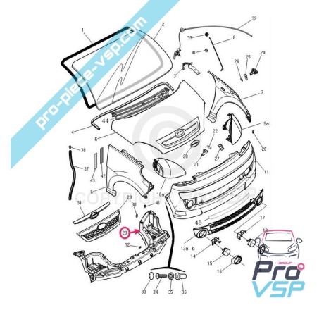 Vordere Fassade für Mikrocar mgo 1 2 f8c JSRC-Ligier flex