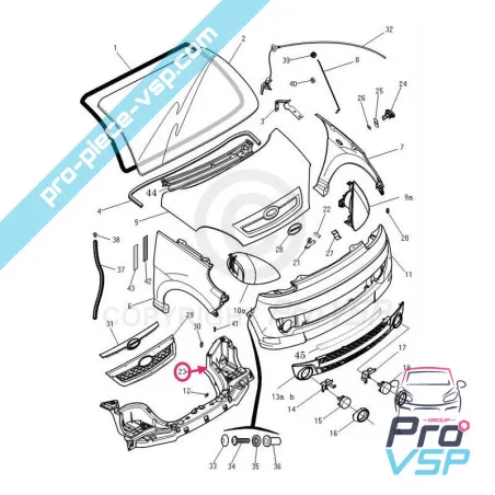 Vordere Fassade für Mikrocar mgo 1 2 f8c JSRC-Ligier flex