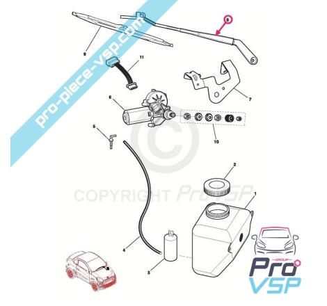 Bras d'essuie glace avant pour microcar m8 et f8c